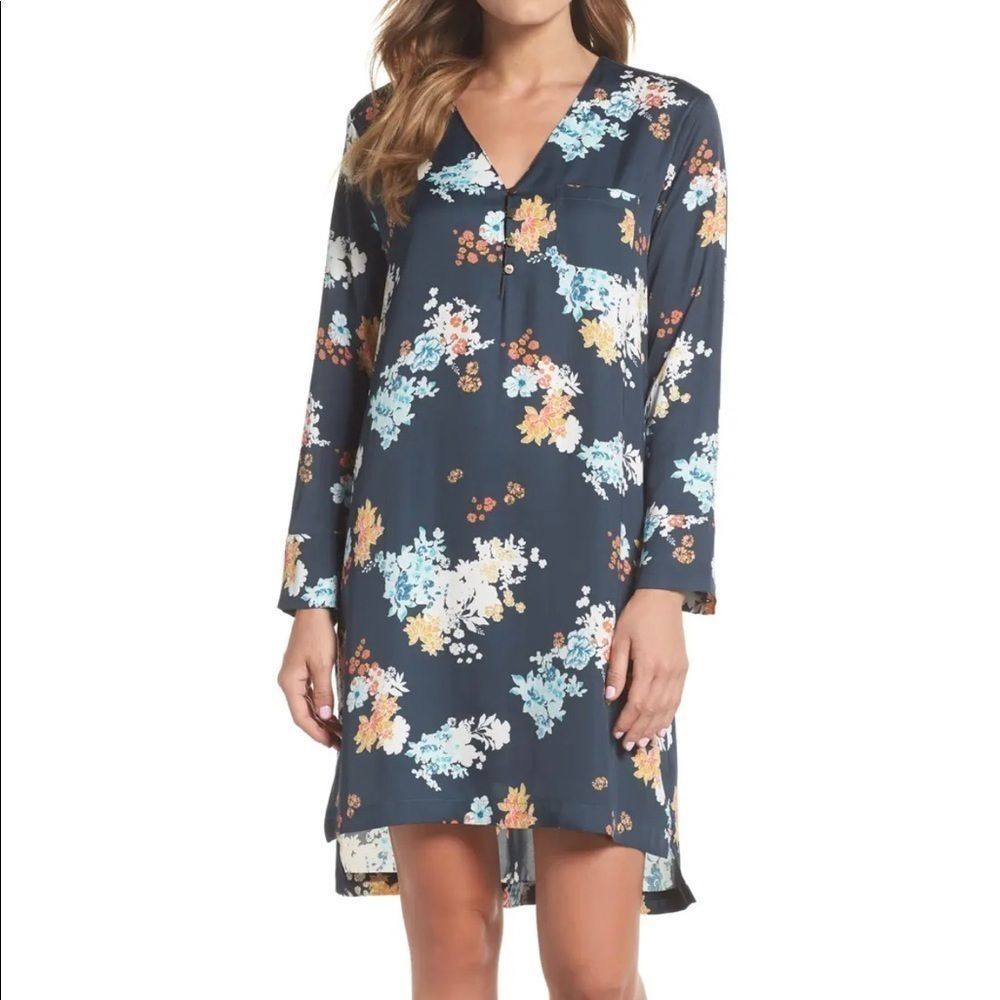 5 For $50🔥  Teal W Floral Print Night Shirt - Navy
